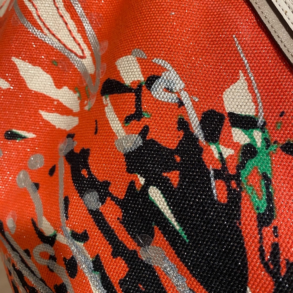 Coach sparkle, Canvas Tote Bag - Orange and Cream - Picture 3 of 10